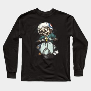 Skeleton on Scooter Funny Moped Long Sleeve T-Shirt